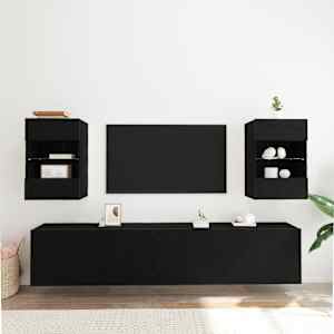 Sestava TV skříněk Nástěnný 2 pcs Černá 40 x 30 x 60,5 cm - obrázek 5