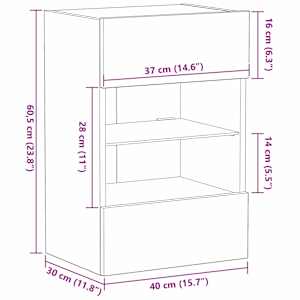Sestava TV skříněk Nástěnný 2 pcs Černá 40 x 30 x 60,5 cm - obrázek 16