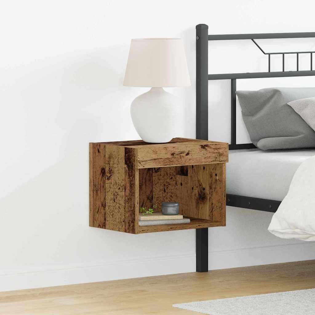 Wandschrank mit LED-Leuchten Altholz 40x30x30 cm