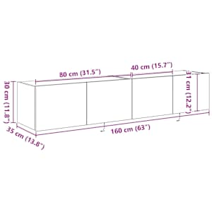 TV wall cabinet Nástěnný 2 pcs Staré dřevo 80 x 35 x 31 cm - obrázek 16