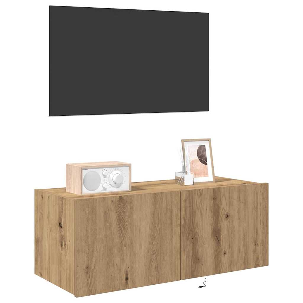 vidaXL Tv-wandmeubel met LED-verlichting 80x35x31 cm artisanaal eiken