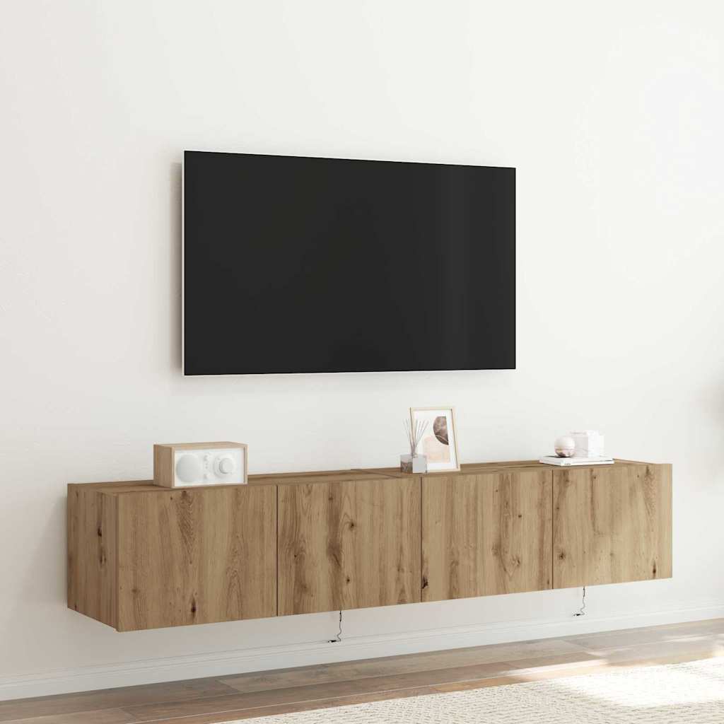 TV-Wandschränke mit LED-Leuchten 2 Stk Artisan Eiche 80x35x31cm