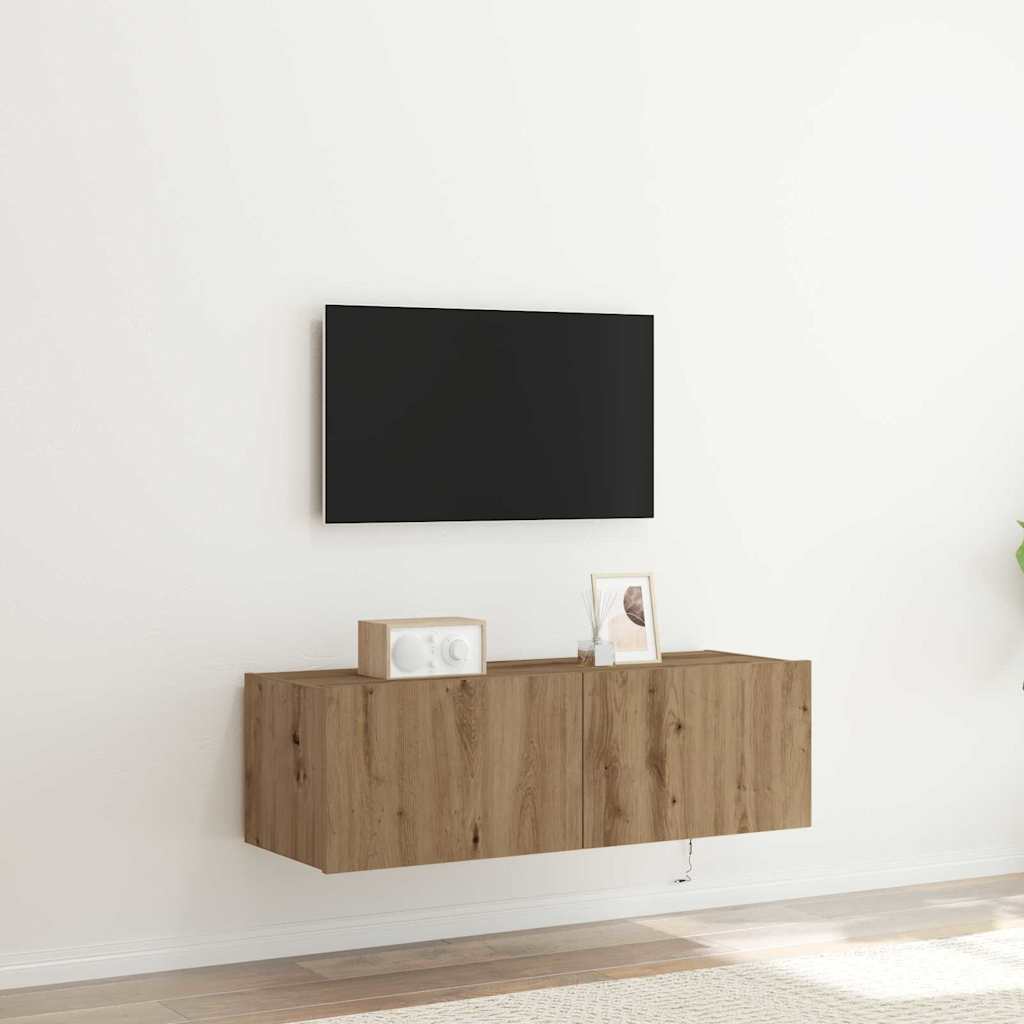 TV-Wandschrank mit LED-Leuchten Artisan Eiche 100x35x31 cm