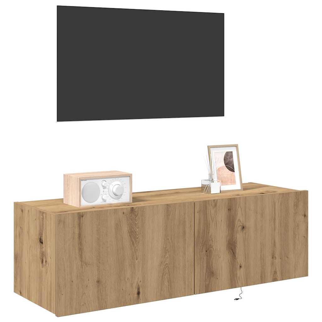 vidaXL Tv-wandmeubel met LED-verlichting 100x35x31 cm artisanaal eiken