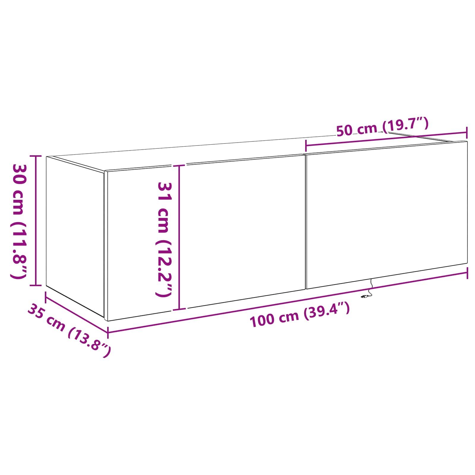 TV wall cabinet Nástěnný 2 pcs Černý dub 100 x 35 x 31 cm - obrázek 16