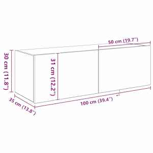 TV wall cabinet Nástěnný 2 pcs Černý dub 100 x 35 x 31 cm - obrázek 16