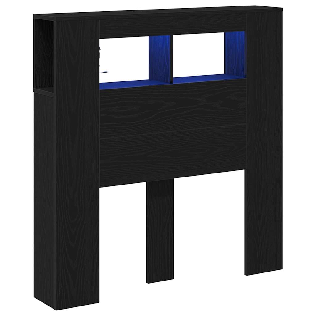 Varasto Päähine LED-valoilla Musta Tammi 100×18,5×103,5 cm