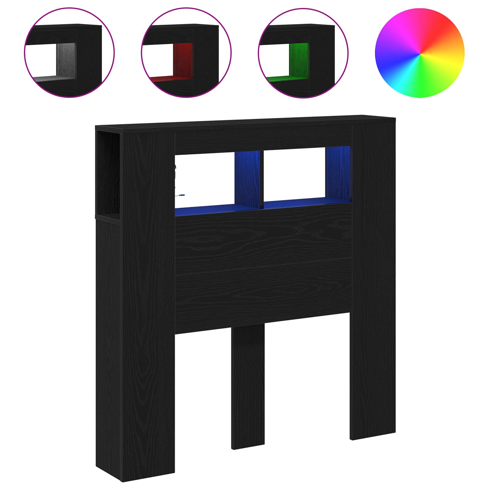 LED-pääty Musta tammi. 100 x 18,5 x 103,5 cm Tekninen puu