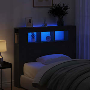 LED hlavová deska s policí Černý dub 120 x 18,5 x 103,5 cm - obrázek 4