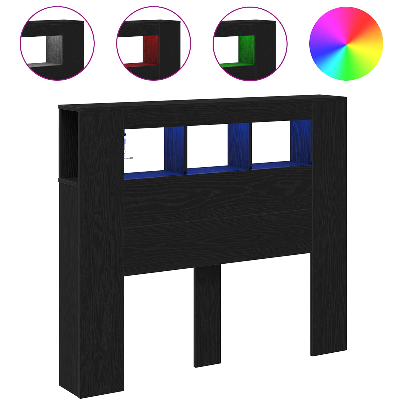LED-pääty Musta tammi. 120 x 18,5 x 103,5 cm Tekninen puu - Image 2