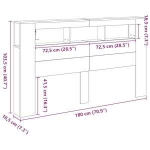 LED hlavová deska s policí Černý dub 180 x 18,5 x 103,5 cm - obrázek 13
