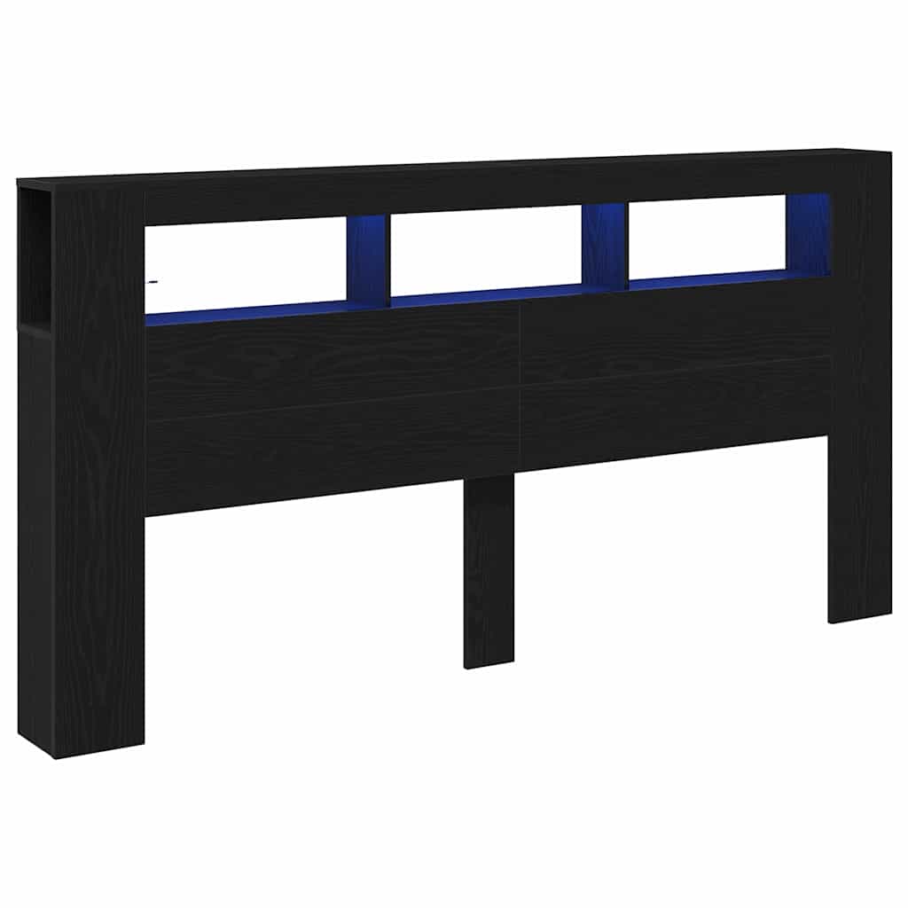Säilytyspääty LED-valoilla Musta Tammi 200×18,5×103,5 cm