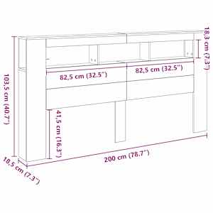 LED hlavová deska s policí Černý dub 200 x 18,5 x 103,5 cm - obrázek 13