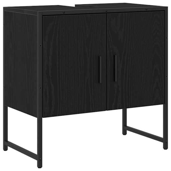 vidaXL Vannitoa kraanikausi kapp Must tamm 60 x 30 x 60 cm Tehispuit