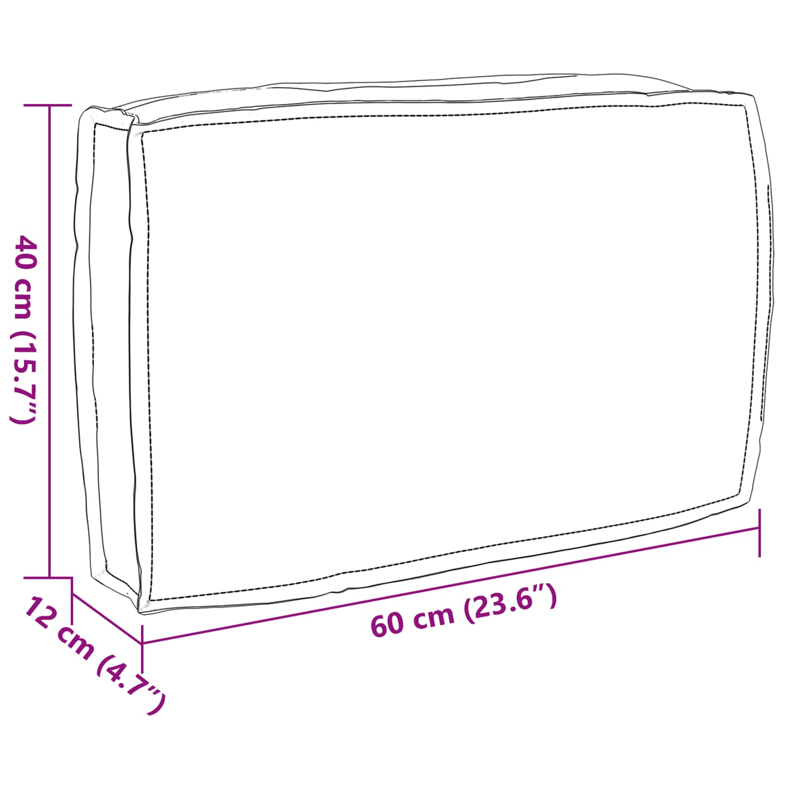 Spilvens Daudzkrāsains 60 x 40 x 12 cm Oksforda audums