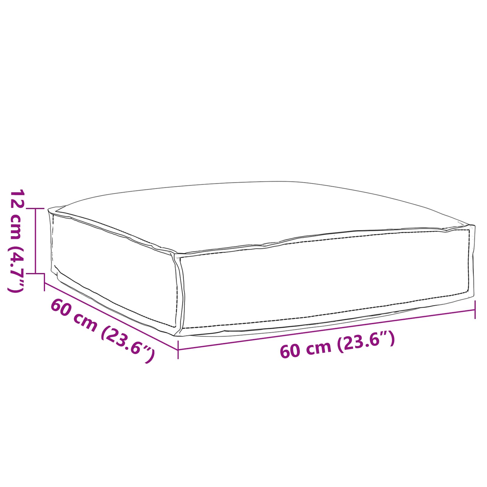 Padi cream 60 x 60 x 12 cm Oxfordi kangas 6 Kõik vajalik sinu aeda ja koju! Padi cream 60 x 60 x 12 cm Oxfordi kangas - Image 6