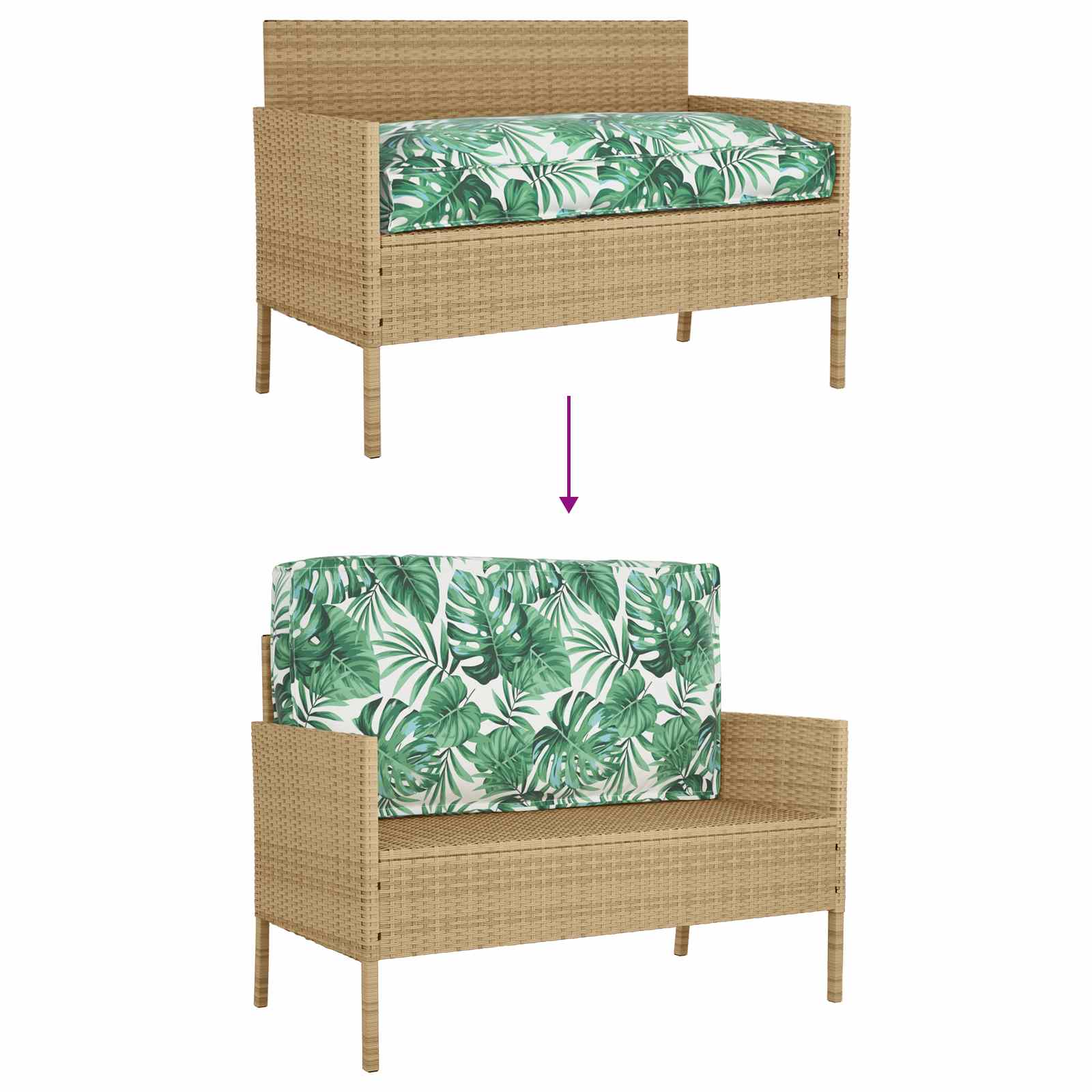 Kussen Blad Bladpatroon 80 x 80 x 52 cm Oxford Stof - Afbeelding 11