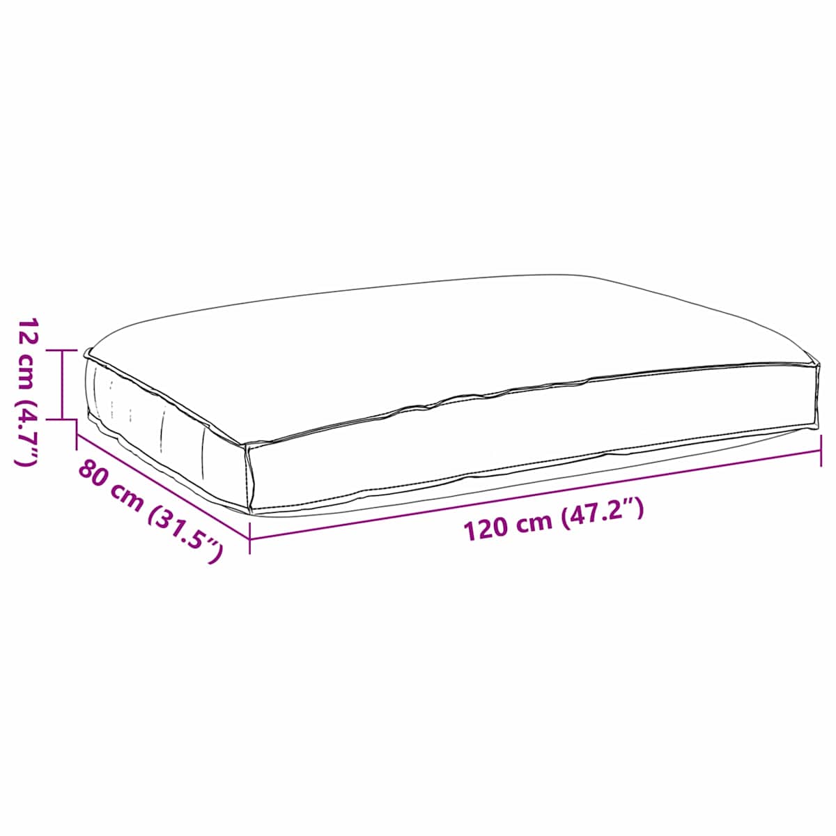Pude Oxford stof 120 x 80 x 12 cm - Billede 6