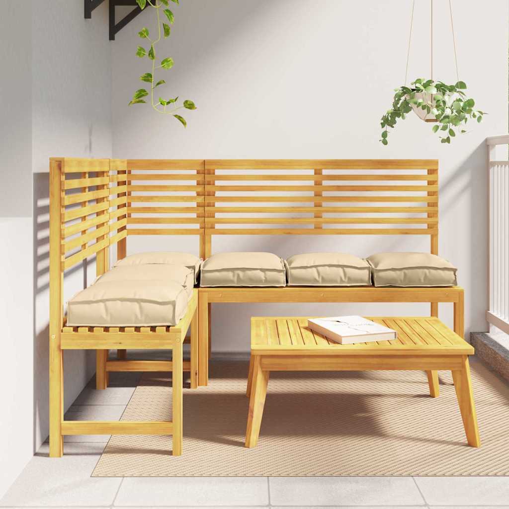 Udendørs pude Sæt af 6 Beige Polyester 40 x 40 x 8 cm