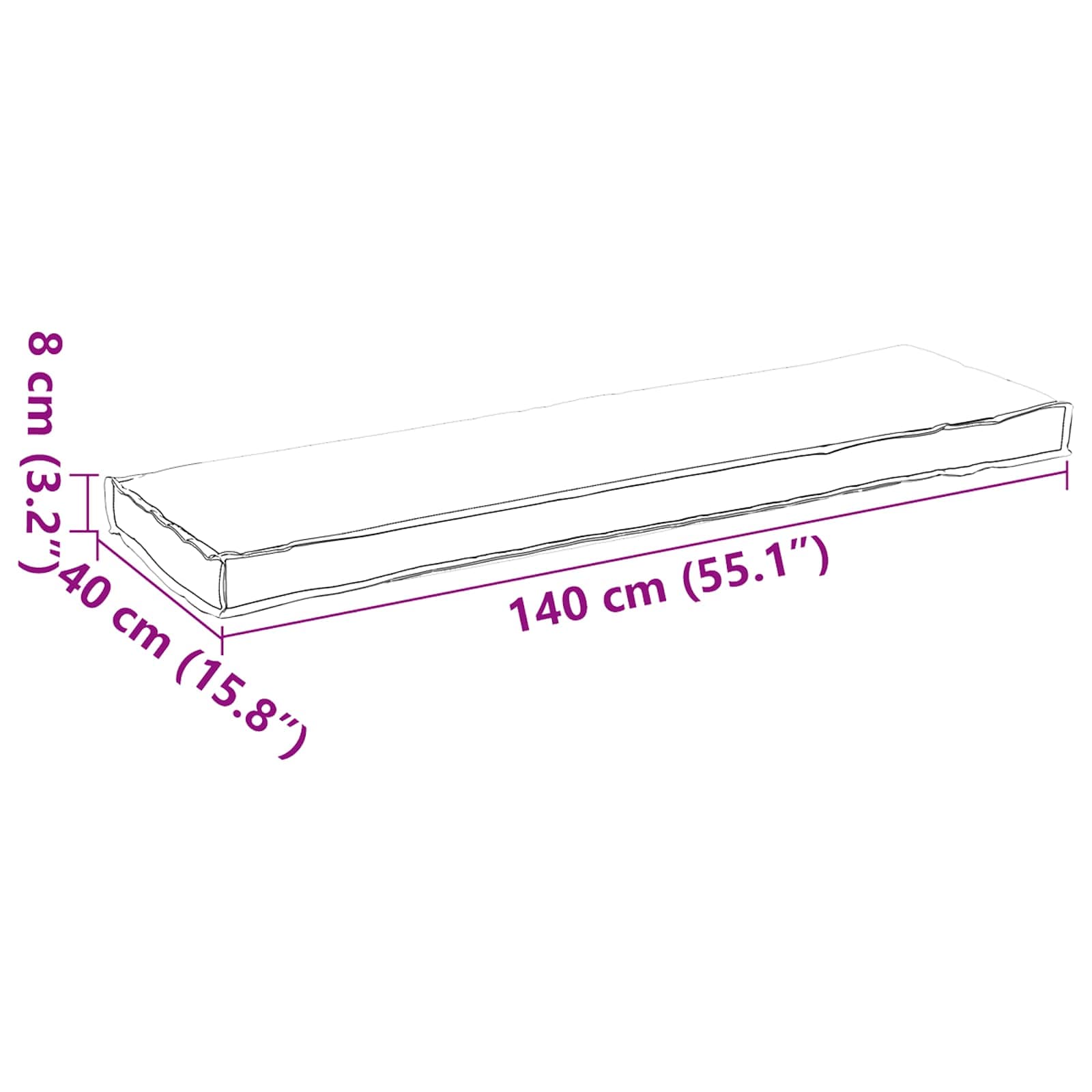 Spilvens Pelēkbrūna 150 x 40 x 8 cm Oksforda audums