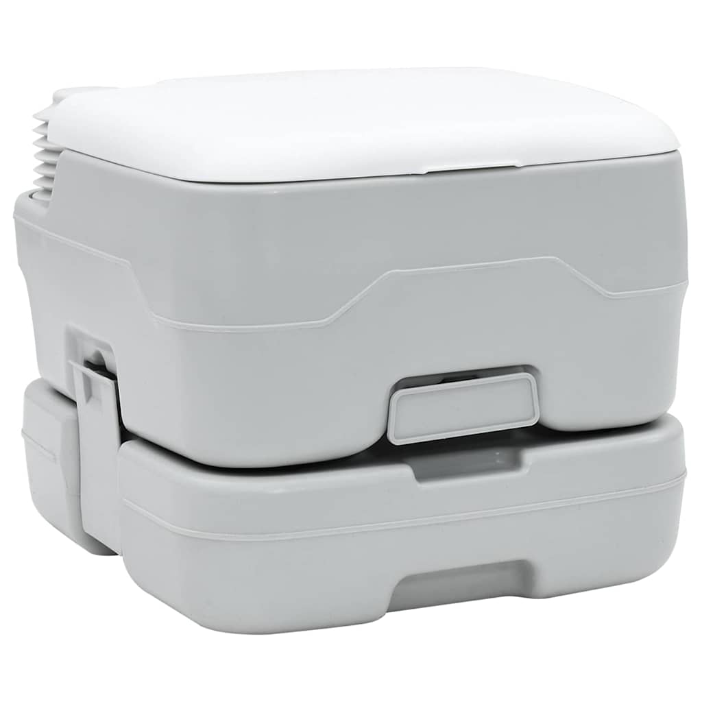 Toilette portable vidaXL grise et blanche en plastique 10 L