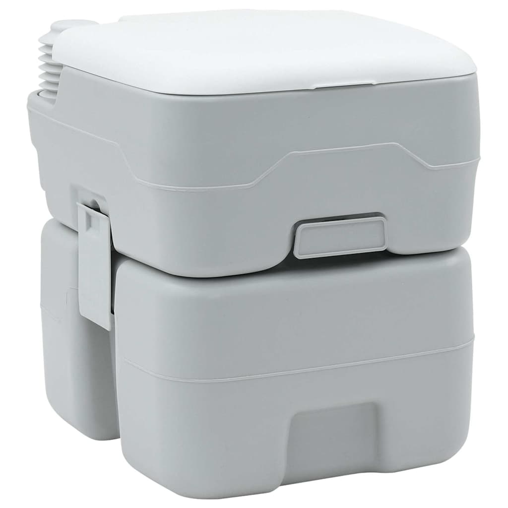 Bærbart toilet i grå og hvid plast, 20 L