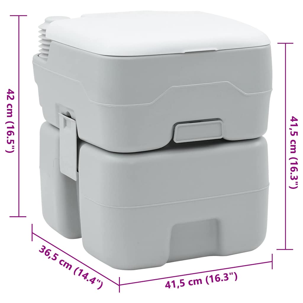 Hordozható Kemping Toilet Szürke 41.5 x 36.5 x 42 cm 