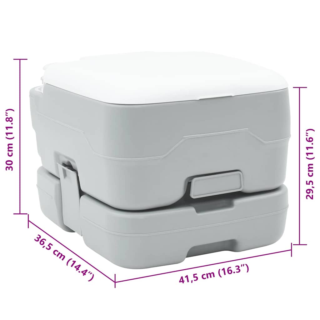 Hordozható Kemping Toilet Szürke és fehér 41.5 x 36.5 x 30 cm 