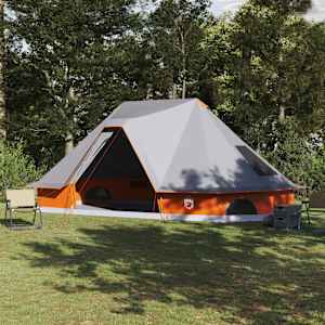 Tipi šotor s streho Siva in oranžna 680 x 430 x 270 cm tafeta