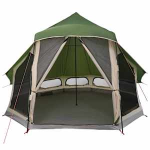 Tipi stan se střechou Zelená 404 x 370 x 270 cm taft - obrázek 4