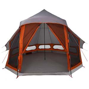 Tipi stan se střechou Šedá a oranžová 404 x 370 x 270 cm taft - obrázek 4