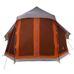Tipi stan se střechou Šedá a oranžová 404 x 370 x 270 cm taft - obrázek 11