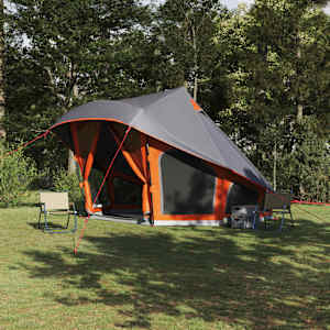 Tipi šotor s streho Siva in oranžna 508 x 470 x 300 cm tafeta