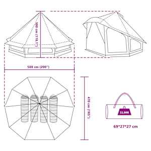 Tipi stan se střechou Šedá a oranžová 508 x 470 x 300 cm taft - obrázek 12