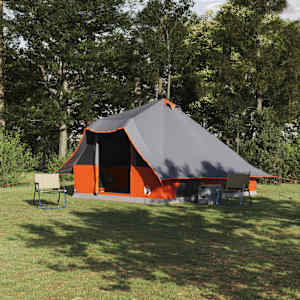 Tipi šotor s streho Siva in oranžna 358 x 296 x 258 cm tafeta