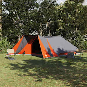 Tipi šotor s streho Siva in oranžna 660 x 456 x 200 cm tafeta