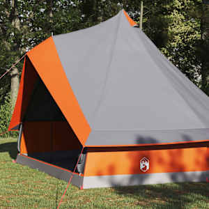 Tipi stan se střechou Šedá a oranžová 400 x 346 x 250 cm taft - obrázek 3