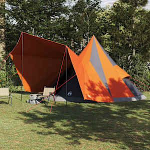 Tipi šotor s streho Siva in oranžna 510 x 690 x 330 cm tafeta