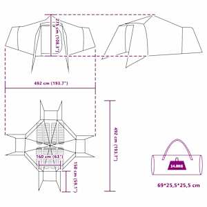 Tipi stan se střechou s úložištěm Modrá 492 x 492 x 275 cm taft - obrázek 11