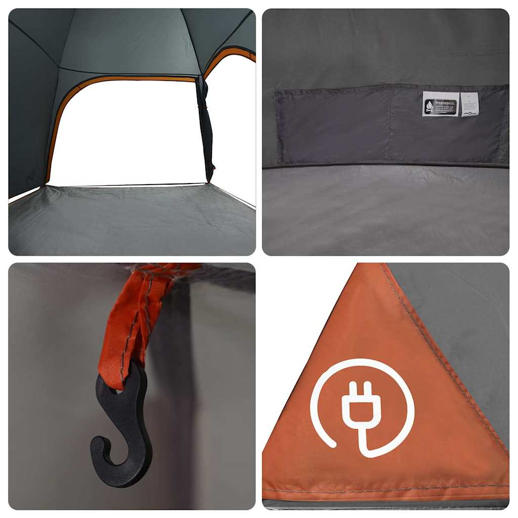 vidaXL Hütten-Zelt mit Dach Grau und Orange 370 x 230 x 185 cm Taft – Bild 10
