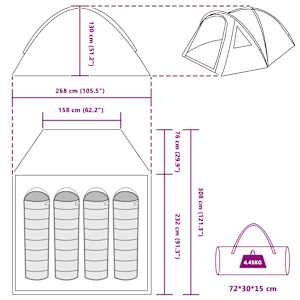 Kempingový stan 4 osoba 308 x 268 x 130 cm Modrá Polyester - obrázek 11
