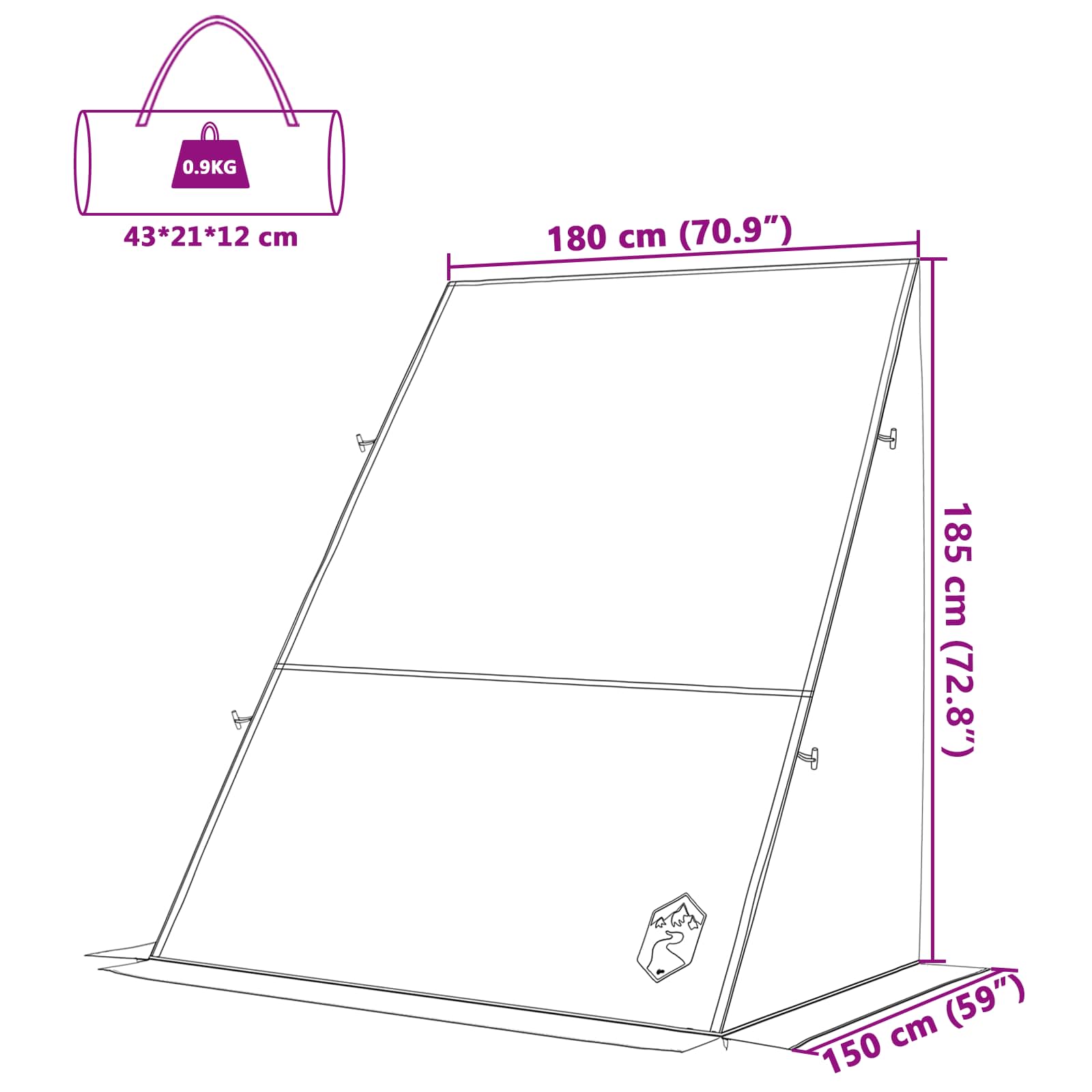 Šotor za prtljažna vrata Zelena 190 x 150 x 185 cm tafeta - slika 12
