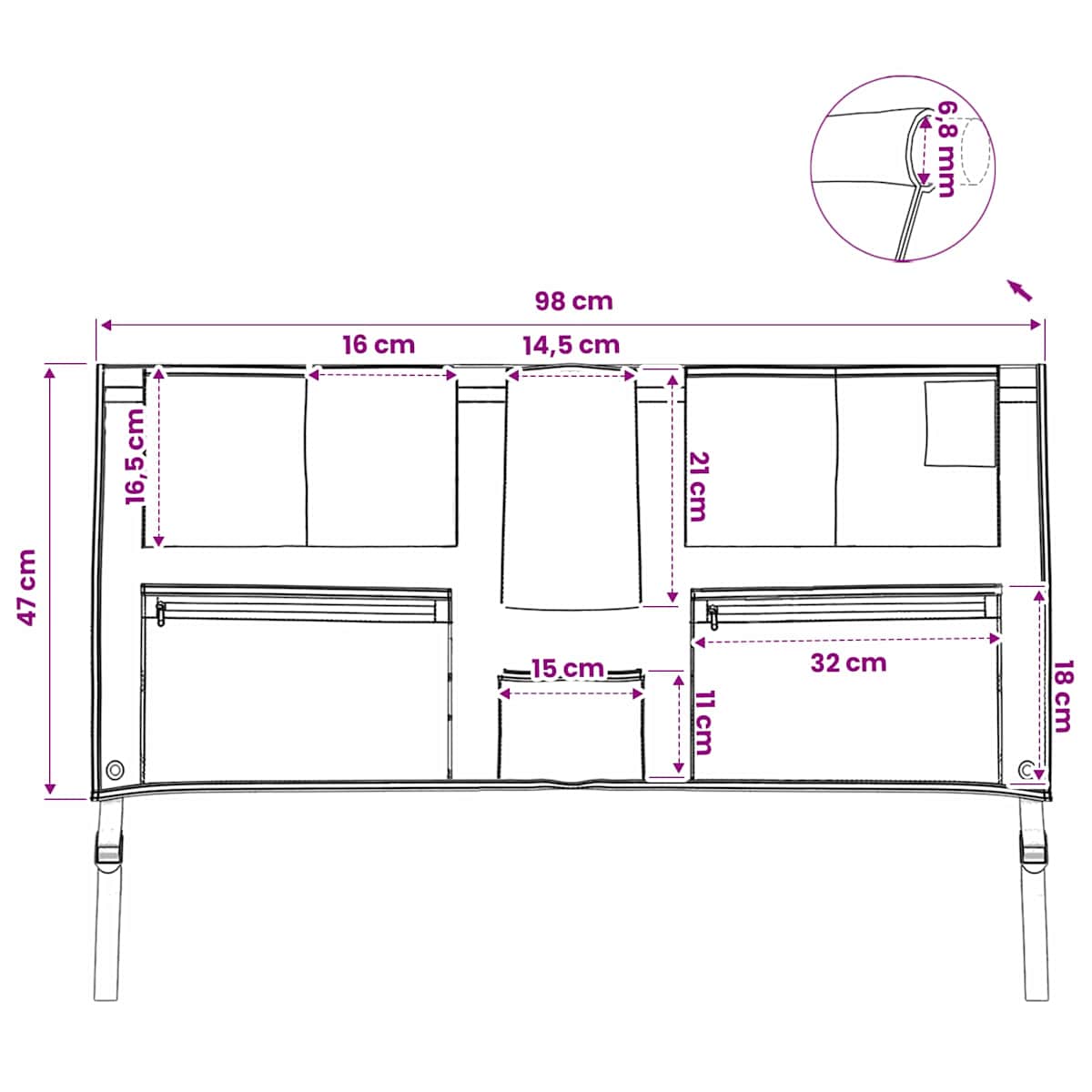 Opbevaringspose med opbevaring Sort og Blå 98 x 47 cm oxford - Billede 11