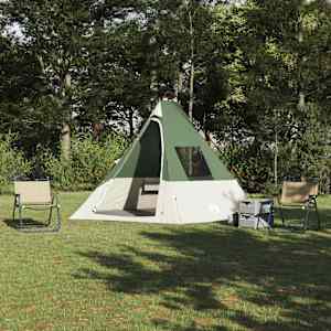 Tipi šotor s streho Zelena 383 x 338 x 217 cm tafeta