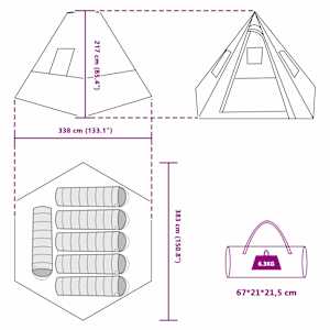 Tipi stan se střechou s úložištěm Modrá 383 x 338 x 217 cm taft - obrázek 11