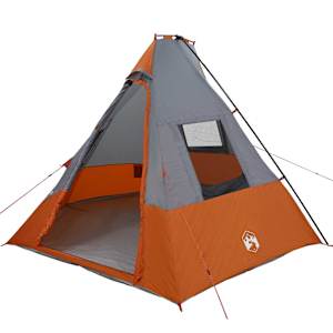 vidaXL Tipi telk 6-kohaline Veekindel Hall ja oranž taft