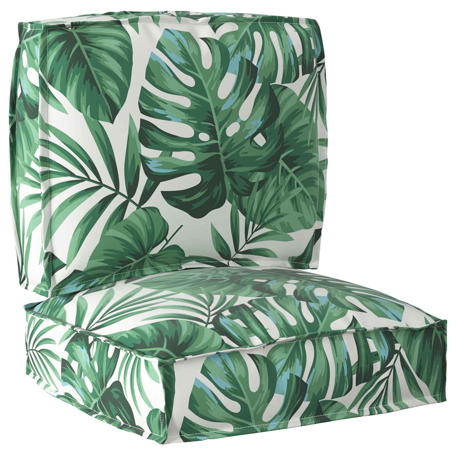 vidaXL Palettenkissenset Floral 2 pcs Grünes Blattmuster Oxford-Stoff