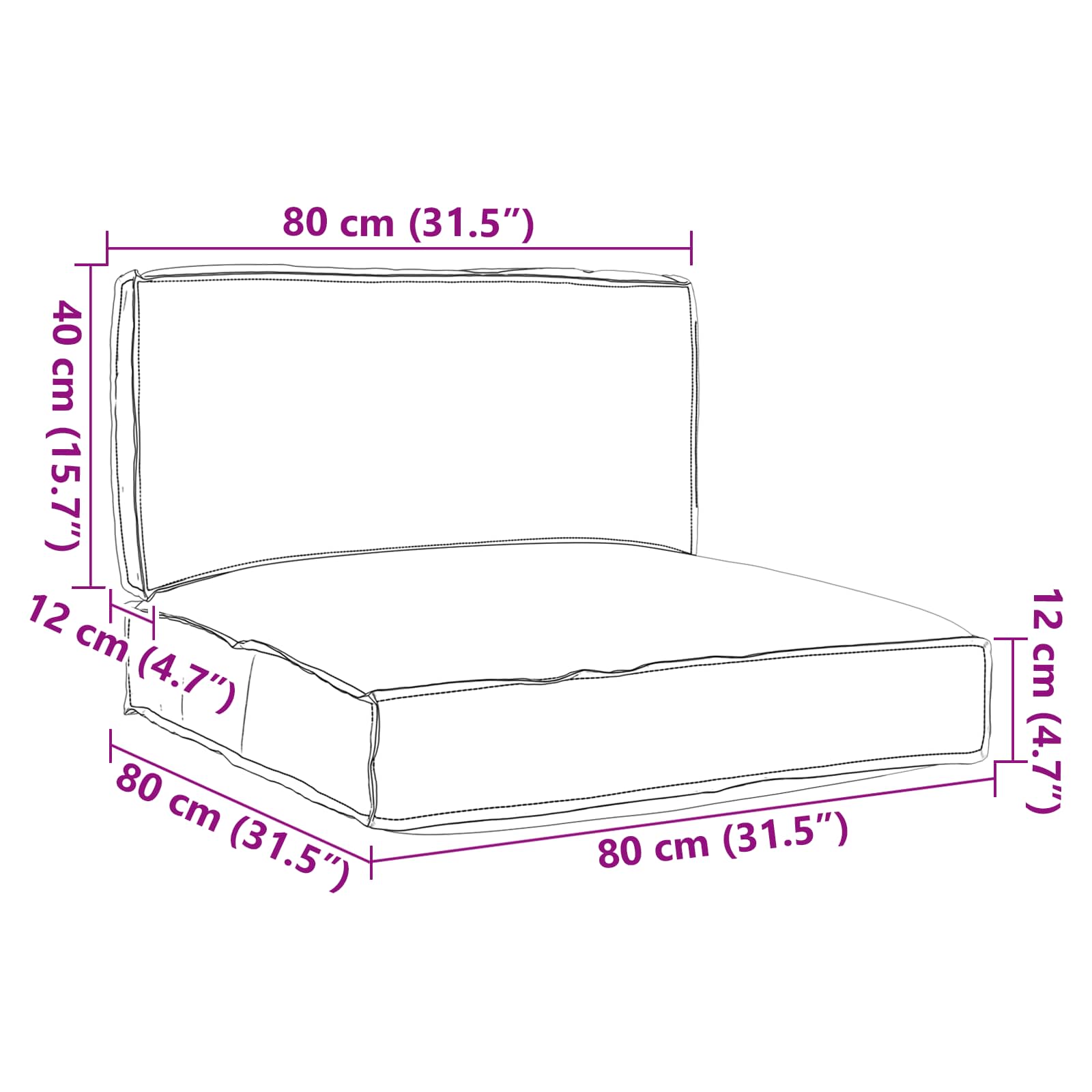 Pallet Kussen Set 2 pcs Crème Oxford Stof image 15