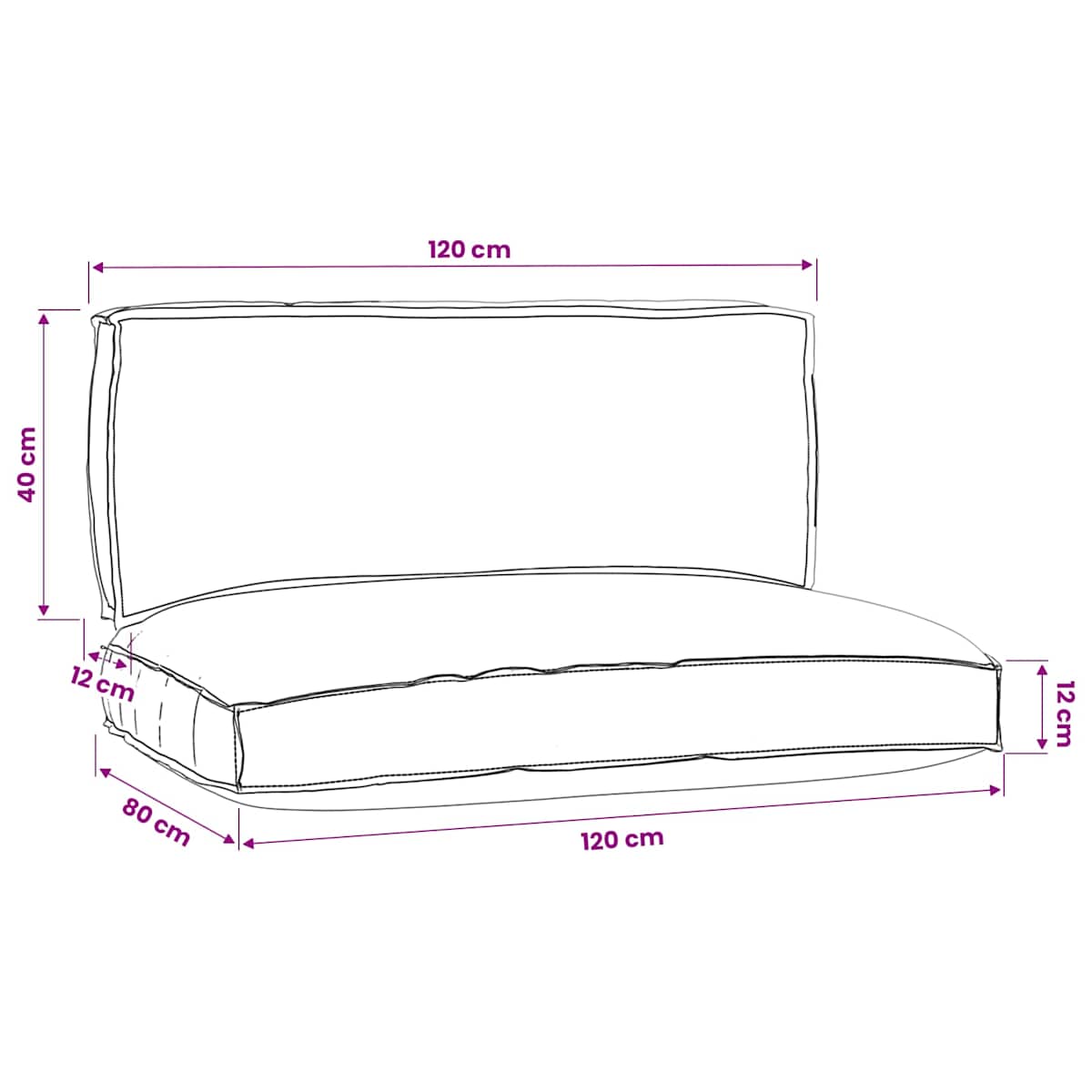 Palle Pudesæt Oxford stof Antracit 120 x 80 x 52 cm - Billede 5