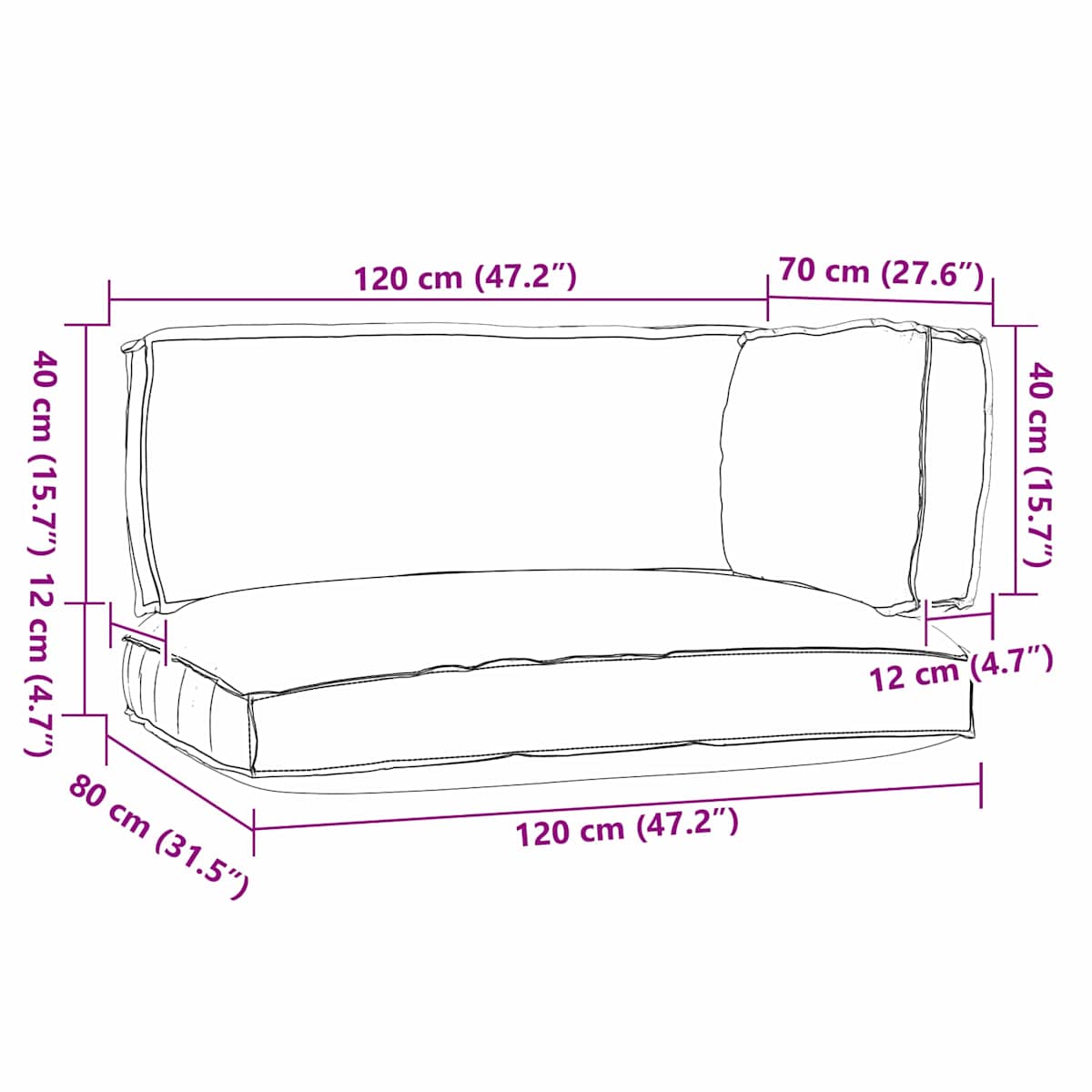 Palle Pudesæt Oxford stof Antracit 120 x 80 x 52 cm - Billede 4